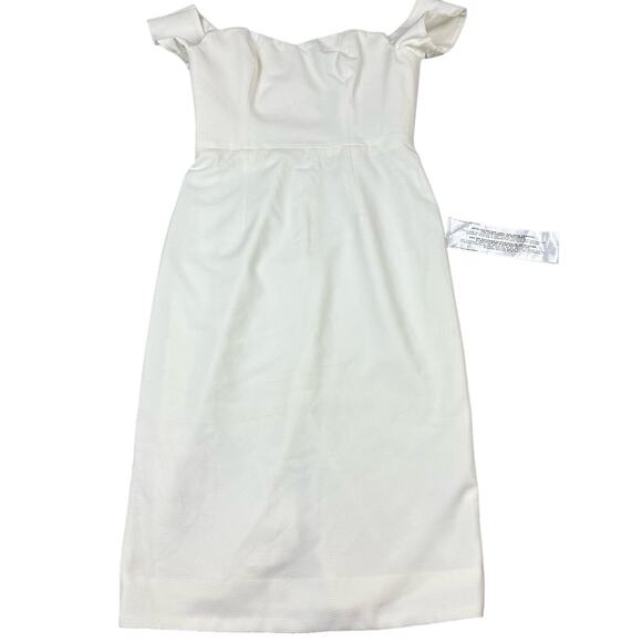 Dress The Population Size L Off White Bailey Sweetheart Midi Bodycon Dress NWT - Picture 1 of 10
